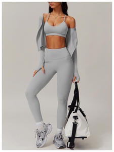 Custom <b>Slim</b> Fit Long Sleeve Solid Sport Pants Quick Dry Gym Activewear 2-Piece Set for Women & Men Yoga <b>Leggings</b> - Product Image 6