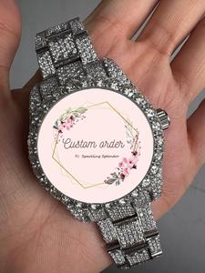 Montre automatique personnalisée en gros pour hommes, sertie de diamants Moissanite, verre saphir testé au diamant, avec affichage analogique - Product Image 4