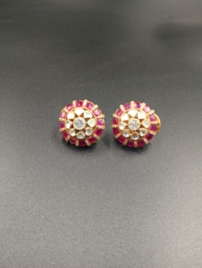 Boucles d'oreilles Amaira Jewels en argent 925 plaqué or, zircon, pierres doublettes roses, forme ovale, fleurs, clous mignons, pour mariage, femme, 0,1m - Product Image 5
