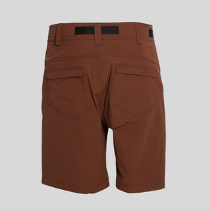 Shorts Bermuda en Coton Marron pour Homme, Taille Mi-Haute, Style Décontracté avec Poches, Tissu Uni Teint, Fermeture à Boutons - Product Image 1