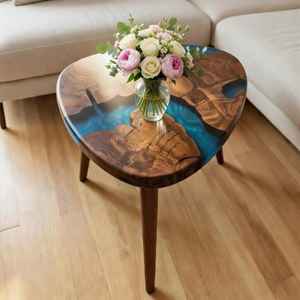 Muebles Modernos de Madera con Borde Natural, Hechos a Mano, Personalizados, Estilo Art Deco, Decoración de Lujo para Sala de Estar - Product Image 4