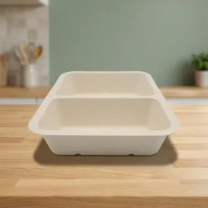 High Demand Oceanic Global Disposable 2CP Snack Tray Eco Friendly Compostable <b>Pulp</b> Moulded Modern Luxury Rectangular Food - Product Image 1