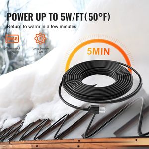 Cavo Riscaldante Autorigenerante da 12 Piedi (3,65 m) con 5W/Piede (3,65 m) per Tubi, Nastro Termico per Sciogliere la Neve sul Tetto e Proteggere le Grondaie dal Congelamento - Product Image 3