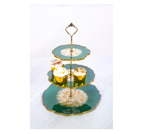Support à gâteau rond réutilisable en résine époxy de haute qualité avec poignée en laiton, logo et emballage personnalisés pour mariage et décoration intérieure - Product Image 3