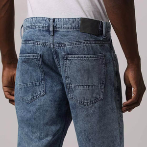 Shorts en jean pour homme High Street, denim solide, extensibles, bleus, avec logos personnalisés, séchage rapide et respirants - Product Image 4