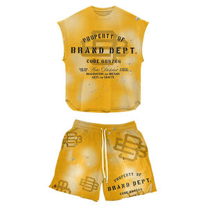 Trending Men's Customized 2-Piece Set Stylish Embroidered Breathable Shorts & T-Shirt <b>Hip</b> Hop Print Style <b>for</b> Summer - Product Image 2