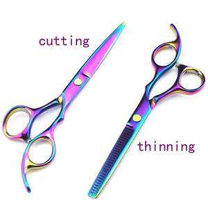 ชุดกรรไกรตัดผมและกรรไกรซอยผม 2 ชิ้น สแตนเลสสตีล สำหรับตัดแต่งขนสัตว์เลี้ยง - Product Image 5