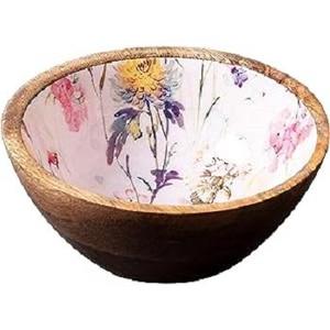 ชามไม้เคลือบลายพิมพ์สวยงาม ชามเสิร์ฟงานฝีมือสำหรับใช้ในบ้าน ห้องครัว โต๊ะอาหาร และโอกาสพิเศษ - Product Image 2