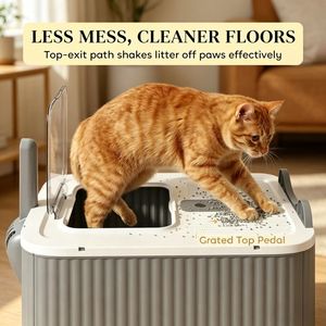 "Adjustable Rectangle <b>Cat</b> Litter <b>Box</b> for Easy Cleaning 17.5x13.6x15.9 Inches" - Product Image 3