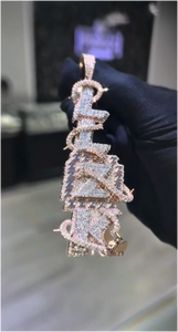 Pendentif Lettre Personnalisé Iced Out en Argent Sterling 925 avec Moissanite VVS, Pendentif Hip Hop Vertical Iced Out, Breloque - Product Image 2