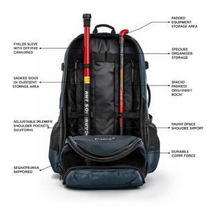 Mochila de Viaje para Hockey sobre Césped, Porta Equipo Deportivo con Funda para Palo y Almacenamiento Acolchado para Jugadores - Product Image 1