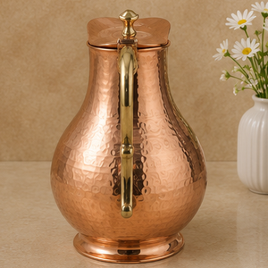 Carafe en cuivre martelé artisanal avec poignée, style vintage, vaisselle de style ancien, carafe turque vintage de haute qualité et grande capacité - Product Image 4