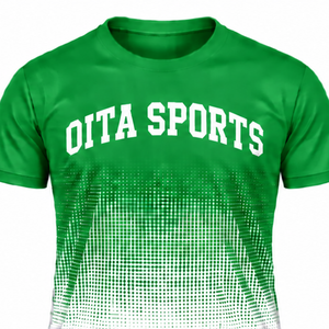 Emerald Green and <b>White</b> Gradient Sublimation T <b>Shirt</b> <b>Men</b> <b>Short</b> <b>Sleeve</b> Crew Neck Custom Printed Sports Training Performance - Product Image 3