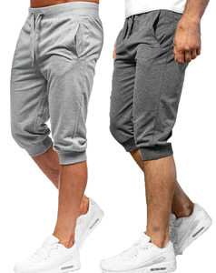 Men's 100% Cotton Quick Dry Gym Bermuda Shorts Solid Color Drawstring Waist Casual Style Pockets Mid Rise Knitted Fabric Front - Product Image 1