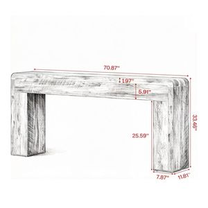 Consolle Lunga Stile Rustico 180 cm x 30 cm x 85 cm con Superficie Impermeabile per Ingresso Casa o Hotel - Product Image 3