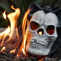 Crâne de démon Foyer d'extérieur pour Halloween Brevet de bûche de gaz sans évacuation en attente pour éthanol propane gel ou électrique