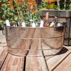 Large Oval Stainless Steel Beverage Tub Wholesale Heavy Duty Metal Drink Cooler Bucket for Parties, <b>Bar</b>, <b>Wine</b>, Beer & Champagne - Product Image 1