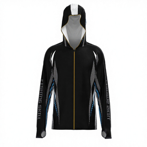 Fishing Skill Men's UPF 50 Sun Protection Hoodie Black Sublimation Print Full Zipper Anti-Uv Fishing Wear - Product Image 1