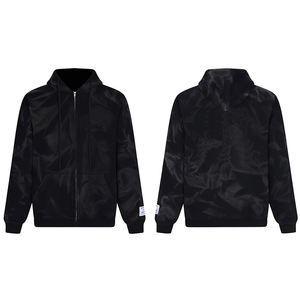 เสื้อโค้ทซิปพิมพ์ลายโลโก้ตัวอักษรพื้นฐานของผู้ผลิต พร้อมลายคลื่นน้ำแบบไม่สม่ำเสมอ สไตล์สตรีทแวร์สำหรับผู้ชาย เสื้อฮู้ดดี้และเสื้อสเวตเชิ้ต - Product Image 3