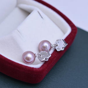 Edison Purple 9-10mm Freshwater <b>Pearl</b> <b>Dangle</b> <b>Earrings</b> S925 Silver with Strong Light Fine Flaws Popular Fashion for Women - Product Image 4