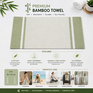 Serviette de bain en bambou rayée, séchage rapide, légère, multi-usages - Product Image 5
