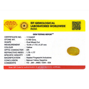 Loose 3.8 Carat Oval Cut Yellow Sapphire Gemstone for Fine Jewelry - Product Image 4