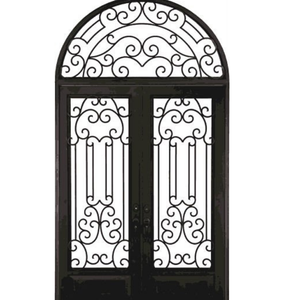 Puerta de Hierro Forjado de Lujo, Puerta de Entrada de Hierro Personalizada con Vidrio Templado, Diseño Decorativo Forjado para Villas, Hoteles y Hogares - Product Image 5