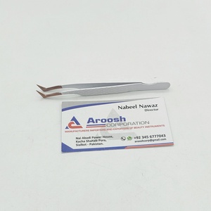 Pince à épiler d'extension de cils russe de type L durable en acier inoxydable poignée en diamant pince à épiler en or rose blanc - Product Image 4