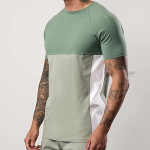 <b>Custom</b> Panel <b>Design</b> Men's 100% Cotton Knitted Gym T-<b>Shirt</b> with <b>Custom</b> Print Breathable Fitness Wear - Product Image 3