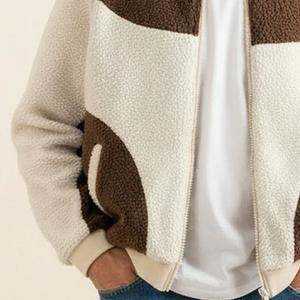 Men's Solid <b>Fleece</b> <b>Jacket</b> Breathable Stand Collar Zipper Closure Casual Winter Wear Cotton <b>Lining</b> Regular Fit Front Logo - Product Image 6