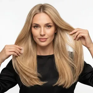 Cabello Humano Rubio Natural Liso 100% Remy Virgen a Granel Largo Doble Trama 100% Densidad Tamaño Personalizado - Product Image 2