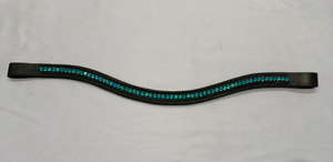 Fronture d'équitation extérieure de haute qualité en cuir noir et pierres bleues pour personnalisation de la bride acceptée - Product Image 4