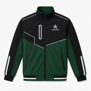 Performance Outerwear, Adjustable Hood and Cuffs, Durable Athletic Training Jacket, Streetwear <b>Wind</b> <b>Breaker</b> Two Tone Jacket - Product Image 3