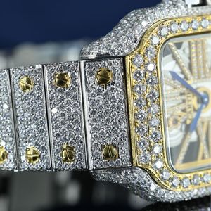 Reloj de pulsera para hombre de lujo, estilo hip hop, con cristal de zafiro cuadrado, de acero inoxidable, con puntero, totalmente cubierto de diamantes, pasa la prueba del diamante. - Product Image 3