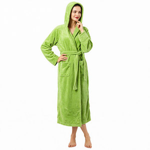 Peignoir pour femme confortable et élégant, toucher pelucheux, 100% coton, manches longues, design luxueux, vêtements de détente pour l'hiver et l'été - Product Image 1