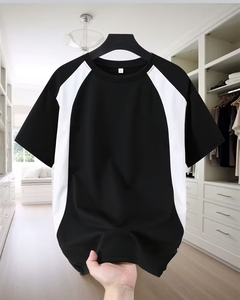 Men's Black White Short Sleeve O-Neck Regular Fit Casual T-Shirt 100% Cotton Breathable 180g Solid Color - Product Image 1