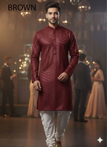 Kurta para Hombre con Pijama, Estilo Casual para Bodas, con Bordado Chikan, de la Mejor Calidad al Precio Más Bajo, Proveedor, Superventas, Listo para Usar - Product Image 5