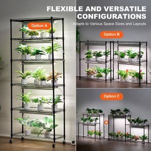 Scaffale per Coltivazione Indoor a 6 Livelli, Grande e Alto, con Luce per Piante a Spettro Completo 192W 5000K, 100% Fai-da-te - Product Image 2