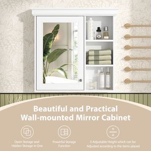 Moderno Armadietto da Bagno a Parete 30x28FT con Specchio e Organizer Portaoggetti - Product Image 6