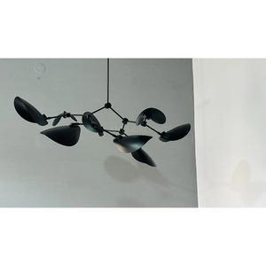 Modern <b>Black</b> Metal Ceiling Pendant <b>Light</b> with Adjustable Leaf Shaped Shades Spiral Design Lighting Fixture - Product Image 4