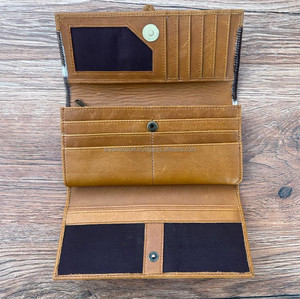 ใหม่แท้ทําด้วยมือหนัง Cowhide ของแท้หนังกระเป๋าสตางค์ผู้หญิงกระเป๋าสตางค์ Trifold คุณภาพสูงหนังตะวันตกกระเป๋าคลัทช์กระเป๋าสตางค์ - Product Image 6