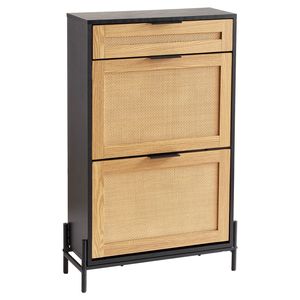 Mobiletto Portascarpe Moderno in Rattan con 3 Cassetti per Organizzazione Salvaspazio nell'Ingresso - Product Image 3