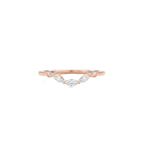 IGI Certified 18K Solid Gold Marquise Lab Grown Diamond Wedding Band Curved V Shape <b>Ring</b> Minimalist Stackable <b>Ring</b> <b>Proposal</b> <b>Ring</b> - Product Image 2