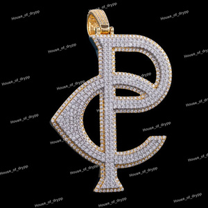 Colgante Personalizado con Letra CP y Diamantes Moissanite en Plata 925, Colgante con Iniciales Estilo Hip Hop, Joyería de Lujo - Product Image 4