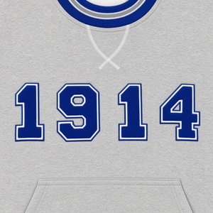 Sudadera Varsity 1914 para Hombre con Cuello Redondo, Bolsillo Canguro, Ribete Acanalado a Rayas, Manga Larga, Casual, de Felpa - Product Image 6