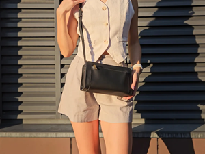 Personalized <b>Women</b> Leather Crossbody <b>Bag</b> Small Purse Handmade Zipper Shoulder Handbag <b>Black</b> Gift for Her Casual Everyday - Product Image 4