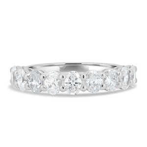 East West Moissanite Oval Cut Half <b>Eternity</b> Band <b>Ring</b> For Unisex Original 925 <b>Silver</b> Fine Wedding Birthday Party Gift For Friend - Product Image 1