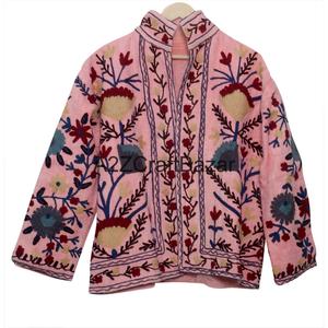 Blouson Bomber Vintage à Motif Floral Printemps Multi-Saisons, Broderie Suzani TNT, Design Dessiné à la Main, Écologique, Respirant, Séchage Rapide - Product Image 6