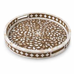 Plateau de rangement artisanal haut de gamme en nacre – Organisateur élégant avec incrustations de coquillages pour coiffeuse, table et décoration intérieure - Product Image 1