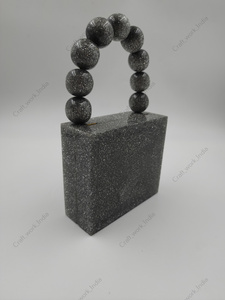 Handcrafted Resin Evening Clutch Bag With Beaded Handle Luxury Party <b>Wedding</b> Designer Handbag For Women - Product Image 2